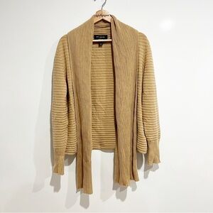St. John Ribbed Knit Cashmere Cardigan Sweater Camel